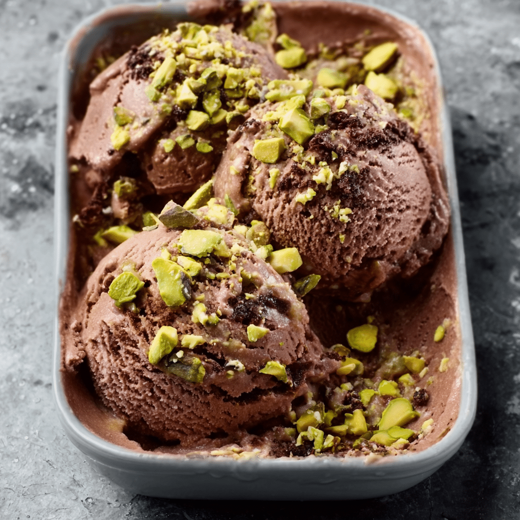 the process of making Dubai chocolate pistachio ice cream