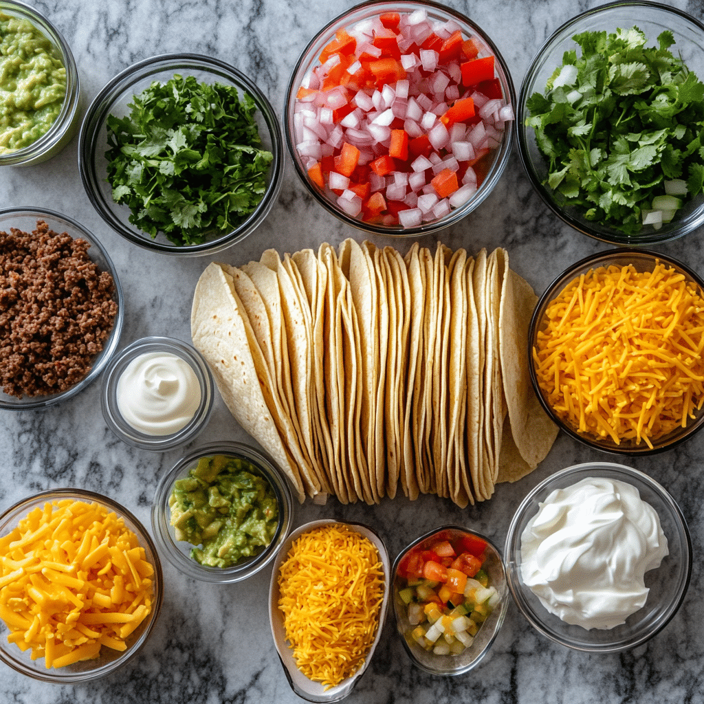 Ingredients laid out for making sheet pan tacos