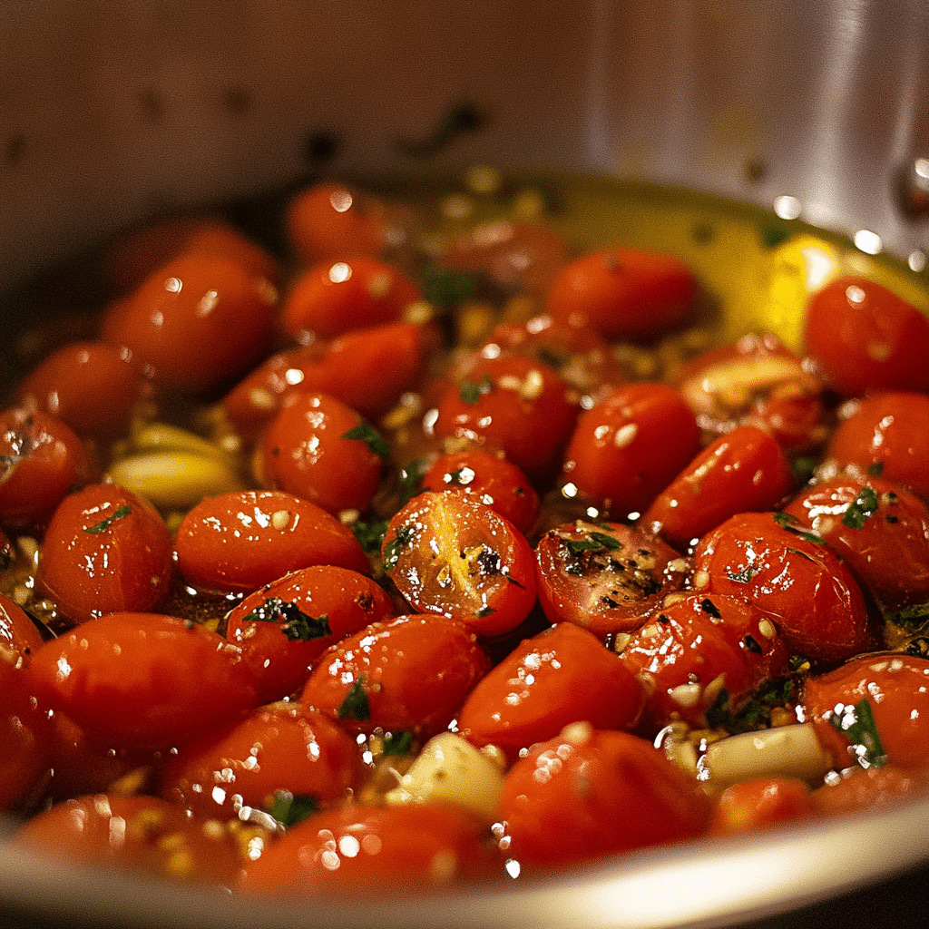 Cooking cherry tomatoes for Meghan Markle pasta