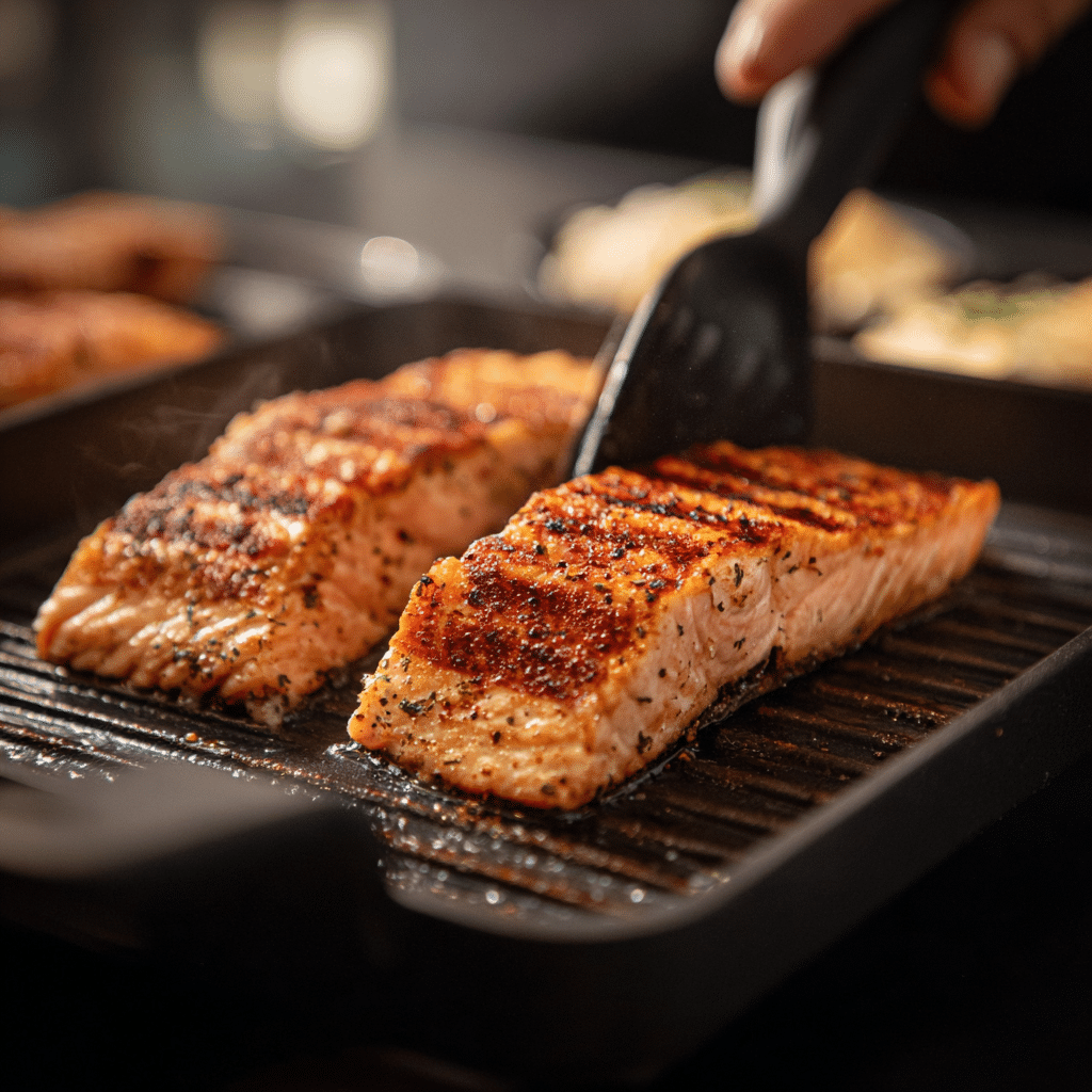 Grilling salmon fillets for Grilled Salmon With Peach Salsa
