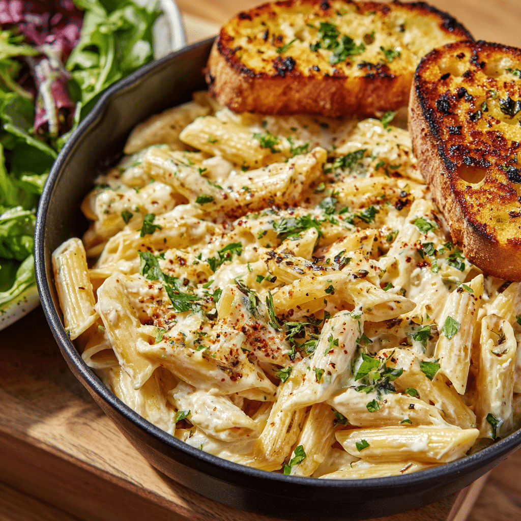 One Pot Boursin Pasta with side dishes