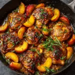 One-Skillet Peach Chicken with rosemary glaze