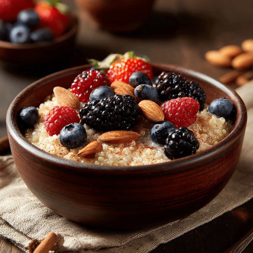 Breakfast bowl made with Instant Pot quinoa and fruit
