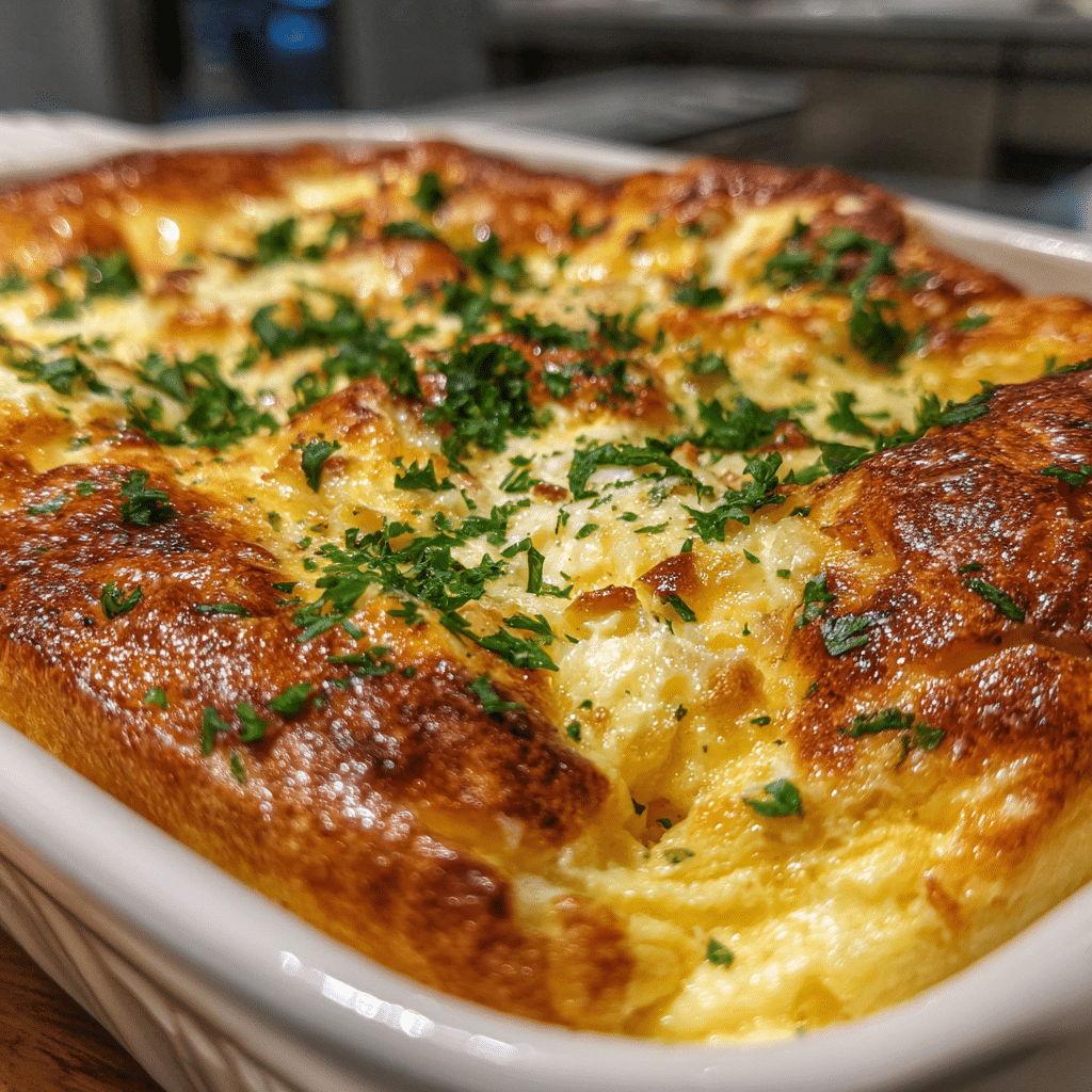  Crack Breakfast Casserole with golden crust and fresh parsley