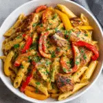 Creamy Dairy-Free Cajun Chicken Pasta in a rustic bowl