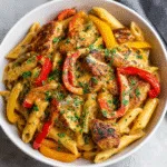 Creamy Dairy-Free Cajun Chicken Pasta in a rustic bowl