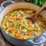 one pot chicken noodle soup with chicken and fresh herbs