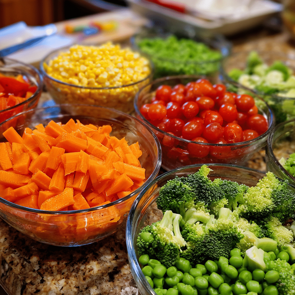 Vegetable prep for Rainbow Fried Rice (one-pot rice cooker recipe)